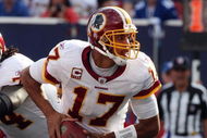EAST RUTHERFORD, NJ - SEPTEMBER 13: Jason Campbell #17 of the Washington Redskins looks to throw a pass against the New York Giants on September 13, 2009 at Giants Stadium in East Rutherford, New Jersey. (Photo by Jim McIsaac/Getty Images)