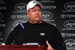 FLORHAM PARK, NJ - MAY 02:  Head coach Rex Ryan of the New York Jets speaks to the media during minicamp on May 2, 2009 at the Atlantic Health Jets Training Center in Florham Park, New Jersey.  (Photo by Jim McIsaac/Getty Images)