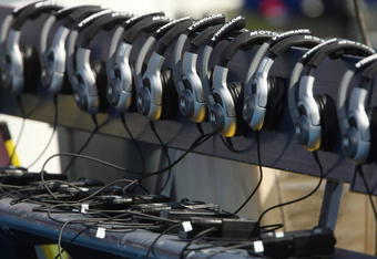 SAN DIEGO - AUGUST 25:  Coaches headsets are placed on the San Diego Chargers bench in preparation for the game with the Seattle Seahawks on August 25, 2008 at Qualcomm Stadium in San Diego, California.  The Chargers won 18-17.  (Photo by Stephen Dunn/Getty Images)
