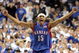 LEXINGTON, KY - JANUARY 9:  J.R. Giddens #15 of the Kansas Jayhawks celebrates during the game against the Kentucky Wildcats on January 9, 2005 at Rupp Arena in Lexington, Kentucky. Kansas defeated Kentucky 65-59.  (Photo by Andy Lyons/Getty Images)