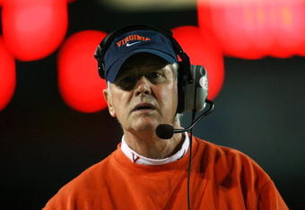CORAL GABLES, FL - NOVEMBER 10:  Head coach Al Groh of the Virginia Cavaliers watches his team take on the Miami Hurricanes at the Orange Bowl on November 10, 2007 in Coral Gables, Florida. The Hurricanes played their last game in the Orange Bowl as Virginia defeated Miami 48-0.  (Photo by Doug Benc/Getty Images)