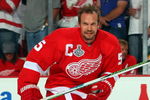 DETROIT - JUNE 12:  Nicklas Lidstrom #5 of the Detroit Red Wings warms up before playing against the Pittsburgh Penguins in Game Seven of the 2009 NHL Stanley Cup Finals at Joe Louis Arena on June 12, 2009 in Detroit, Michigan.  (Photo by Jim McIsaac/Getty Images)