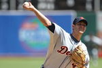 OAKLAND, CA - AUGUST 23:  Rick Porcello #48 of the Detroit Tigers pitches gainst the Oakland Athletics during a Major League Baseball game on August 23, 2009 at the Oakland Coliseum in Oakland, California.  (Photo by Jed Jacobsohn/Getty Images)