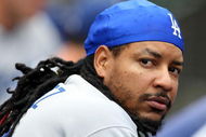 SAN FRANCISCO - SEPTEMBER 13:  Manny Ramierez #99 of the Los Angeles Dodgers looks on against the San Francisco Giants during a Major League Baseball game at AT&T Park on September 13, 2009 in San Francisco, California.  (Photo by Jed Jacobsohn/Getty Images)