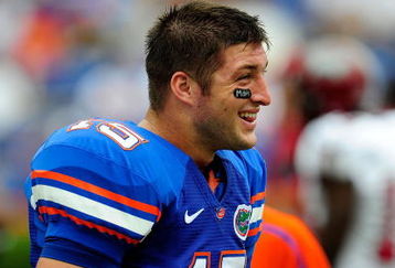 GAINESVILLE, FL - SEPTEMBER 12:  Tim Tebow #15 of the Florida Gators watches the action prior to the game against the Troy Trojans at Ben Hill Griffin Stadium on September 12, 2009 in Gainesville, Florida.  (Photo by Sam Greenwood/Getty Images)