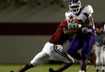 TUSCALOOSA, AL - SEPTEMBER 01:  Simeon Castille #2 of Alabama tackles Eddie Cohen #9 of Western Carolina on September 1, 2007 at Bryant-Denny Stadium in Tuscaloosa, Alabama.  (Photo by Chris Graythen/Getty Images)