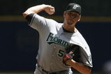 MILWAUKEE - MAY 14: Starting pitcher Josh Johnson #55 of the Florida Marlins delivers the ball against the Milwaukee Brewers on May 14, 2009 at Miller Park in Milwaukee, Wisconsin. The Brewers defeated the Marlins 5-3. (Photo by Jonathan Daniel/Getty Images)