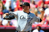 ANAHEIM, CA - SEPTEMBER 13: Mark Buehrle #56 of the Chicago White Sox pitches against the Los Angeles Angels of Aneheim at Angel Stadium on September 13, 2009 in Anaheim, California.  (Photo by Jacob de Golish/Getty Images)