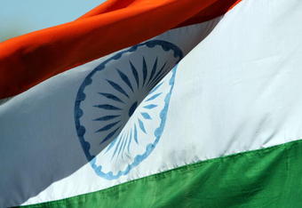 ADELAIDE, AUSTRALIA - JANUARY 24:  An Indian flag is flown high during day one of the Fourth Test between Australia and India at Adelaide Oval January 24, 2008 in Adelaide, Australia.  (Photo by Simon Cross/Getty Images)