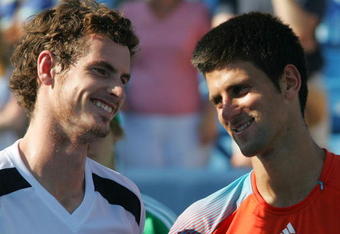CINCINNATI - AUGUST 03:  (L-R) Andy Murray of Great Britain and Novak Djokovic of Serbia smile during the award ceremony of the Western & Southern Financial Group Masters on August 3, 2008 at Lindner Family Tennis Center in Cincinnati, Ohio.  (Photo by Ronald Martinez/Getty Images)