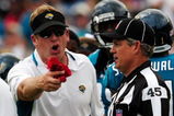 JACKSONVILLE, FL - SEPTEMBER 20:  Head coach Jack Del Rio of the Jacksonville Jaguars speaks with a referee during the game against the Arizona Cardinals at Jacksonville Municipal Stadium on September 20, 2009 in Jacksonville, Florida.  (Photo by Sam Greenwood/Getty Images)