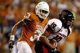 AUSTIN, TX - SEPTEMBER 19:  Wide receiver Lyle Leong #19 of the Texas Tech Red Raiders runs the ball past Curtis Brown #3 of the Texas Longhorns at Darrell K Royal-Texas Memorial Stadium on September 19, 2009 in Austin, Texas.  (Photo by Ronald Martinez/Getty Images)