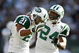 EAST RUTHERFORD, NJ - SEPTEMBER 20: Dwight Lowery #21 of the New York Jets celebrates with teammate Darrelle Revis #24 after a turnover against the New England Patriots at Giants Stadium on September 20, 2009 in East Rutherford, New Jersey. (Photo by Nick Laham/Getty Images)