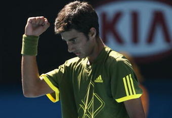 MELBOURNE, AUSTRALIA - JANUARY 31:  Yuki Bhambri of India celebrates winning championship point in his junior boys final match against Alexandros-Ferdinandos Georgoudas of Germany during day thirteen of the 2009 Australian Open at Melbourne Park on January 31, 2009 in Melbourne, Australia.  (Photo by Robert Prezioso/Getty Images)