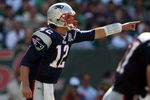 EAST RUTHERFORD, NJ - SEPTEMBER 20:  Tom Brady #12 of the New England Patriots gestures  against the New York Jets at Giants Stadium on September 20, 2009 in East Rutherford, New Jersey.  (Photo by Nick Laham/Getty Images)