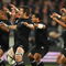 WELLINGTON, NEW ZEALAND - SEPTEMBER 19: All Blacks captain Richie McCaw and team mates perform a Haka before the 2009 Tri Nations series Bledisloe Cup match between the New Zealand All Blacks and the Australian Wallabies at Westpac Stadium on September 19, 2009 in Wellington, New Zealand. (Photo by Cameron Spencer/Getty Images)