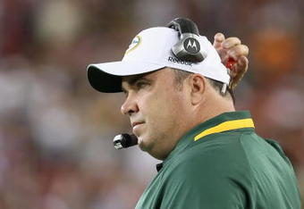 GLENDALE, AZ - AUGUST 28:  Head Coach Mike McCarthy of the Green Bay Packers watches from the sidelines during the game against the Arizona Cardinals at the University of Phoenix Stadium on August 28, 2009 in Glendale, Arizona. The Packers defeated the Cardinals 44-37. (Photo by Christian Petersen/Getty Images)