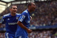 LONDON, ENGLAND - SEPTEMBER 20:  Ashley Cole of Chelsea celebrates scoring the first goal during the Barclays Premier League match between Chelsea and Tottenham Hotspur at Stamford Bridge on September 20, 2009 in London, England.  (Photo by Jamie McDonald/Getty Images)