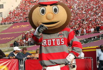 LOS ANGELES, CA - SEPTEMBER 13:  Ohio State mascot Brutus Buckeye poses for a photo prior to the Buckeyes 35-3 loss to the USC Trojans at the Los Angeles Memorial Coliseum on September 13, 2008 in Los Angeles, California.  (Photo by Stephen Dunn/Getty Images)