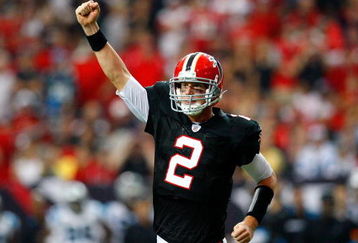ATLANTA - SEPTEMBER 20:  Quarterback Matt Ryan #2 of the Atlanta Falcons celebrates a touchdown against the Carolina Panthers at Georgia Dome on September 20, 2009 in Atlanta, Georgia.  (Photo by Kevin C. Cox/Getty Images)