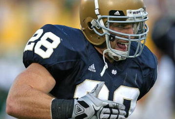 SOUTH BEND, IN - SETPEMBER 19: Kyle McCarthy #28 of the Notre Dame Fighting Irish celebrates his interception in the final minute and a half of play against the Michigan State Spartans on September 19, 2009 at Notre Dame Stadium in South Bend, Indiana. Notre Dame defeated Michigan State 33-30. (Photo by Jonathan Daniel/Getty Images)
