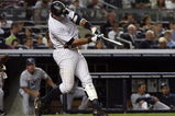 NEW YORK - SEPTEMBER 08:  Alex Rodriguez #13 of the New York Yankees connects for a sixth-inning RBI single against the Tampa Bay Rays on September 8, 2009 at Yankee Stadium in the Bronx borough of New York City.  (Photo by Jim McIsaac/Getty Images)
