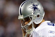 ARLINGTON, TX - SEPTEMBER 20:  Quarterback Tony Romo #9 of the Dallas Cowboys walks off the field during play against the New York Giants at Cowboys Stadium on September 20, 2009 in Arlington, Texas.  (Photo by Ronald Martinez/Getty Images)
