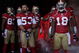 SAN FRANCISCO - SEPTEMBER 20: The San Francisco 49ers starting line up prepare to enter the field during their home opener against the Seattle Seahawks at Candlestick Park on September 20, 2009 in San Francisco, California. (Photo by David Paul Morris/Getty Images)