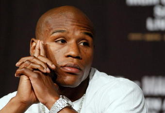 LAS VEGAS - SEPTEMBER 16:  Boxer Floyd Mayweather Jr. appears during the final news conference for his bout against Juan Manuel Marquez at the MGM Grand Hotel/Casino September 16, 2009 in Las Vegas, Nevada. The two will fight at the MGM Grand Garden Arena on September 19 in Las Vegas.  (Photo by Ethan Miller/Getty Images)