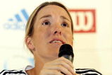 LIMETTE, BELGIUM - MAY 14: World number one of women's tennis Justine Henin announces her retirement to the press, at her tennis club TC Justine N1, on May 14, 2008 in Limette, Belgium. The 25-year-old insists her decision is final and said 'It's the end of a wonderful adventure but it's something I have been thinking about for a long time'.  She is the winner of seven Grand Slam singles titles and 41 WTA singles titles.   (Photo by Mark Renders/Getty Images)