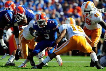 GAINESVILLE, FL - SEPTEMBER 19:  Chris Rainey #3 of the Florida Gators runs for a first down during the game against the Tennessee Volunteers at Ben Hill Griffin Stadium on September 19, 2009 in Gainesville, Florida.  (Photo by Sam Greenwood/Getty Images)