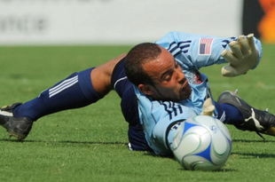 LANDOVER, MD - AUGUST 9: Goalkeeper Josh Wicks #31 of D.C. United cannot stop the ball as Gonzalo Gerardo Higuain #20 of Real Madrid (not pictured) dribbles it past to score in the second half of the friendly match at FedExField on August 9, 2009 in Landover, Maryland. Real Madrid won the match 3-0. (Photo by Doug Pensinger/Getty Images)