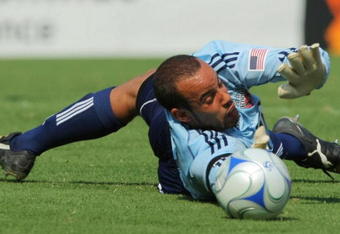 LANDOVER, MD - AUGUST 9:  Goalkeeper Josh Wicks #31 of D.C. United cannot stop the ball as Gonzalo Gerardo Higuain #20 of Real Madrid (not pictured) dribbles it past to score in the second half of the friendly match at FedExField on August 9, 2009 in Landover, Maryland. Real Madrid won the match 3-0. (Photo by Doug Pensinger/Getty Images)