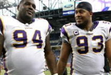 DETROIT - SEPTEMBER 20: Defensive linemen Pat Williams #94 and Kevin Williams #93 of the Minnesota Vikings walk off the field after the game with the Detroit Lions at Ford Field on September 20, 2009 in Detroit, Michigan. The Vikings won 27-13.  (Photo by Stephen Dunn/Getty Images)