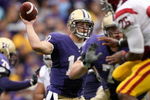 SEATTLE - SEPTEMBER 19:  Quarterback Jake Locker #10 of the Washington Huskies passes against the USC Trojans on September 19, 2009 at Husky Stadium in Seattle, Washington. The Huskies defeated the Trojans 16-13. (Photo by Otto Greule Jr/Getty Images)