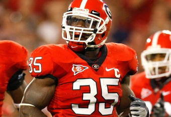 ATHENS, GA - SEPTEMBER 12:  Rennie Curran #35 of the Georgia Bulldogs against the South Carolina Gamecocks at Sanford Stadium on September 12, 2009 in Athens, Georgia.  (Photo by Kevin C. Cox/Getty Images)