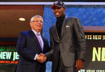 NEW YORK - JUNE 25:  NBA Commissioner David Stern poses for a photograph with the eleventh overall draft pick by the New Jersey Nets,  Terrence Williams during the 2009 NBA Draft at the Wamu Theatre at Madison Square Garden June 25, 2009 in New York City. NOTE TO USER: User expressly acknowledges and agrees that, by downloading and/or using this Photograph, User is consenting to the terms and conditions of the Getty Images License Agreement.  (Photo by Jim McIsaac/Getty Images)
