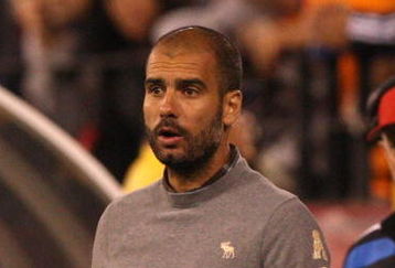 SAN FRANCISCO - AUGUST 08:  Head coach Josep Guardiola of FC Barcelona looks on againt Guadalajara Chivas during an international friendly match at Candlestick Park on August 8, 2009 in San Francisco, California.  (Photo by Jed Jacobsohn/Getty Images)