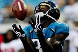 JACKSONVILLE, FL - AUGUST 22:  Troy Williamson #84 of the Jacksonville Jaguars catches a touchdown pass during the first quarter against the Tampa Bay Buccaneers at Jacksonville Municipal Stadium on August 22, 2009 in Jacksonville, Florida.  (Photo by Sam Greenwood/Getty Images)