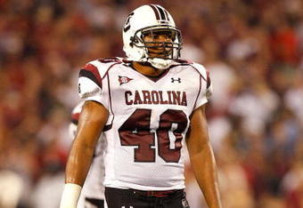 ATHENS, GA - SEPTEMBER 12:  Eric Norwood #40 of the South Carolina Gamecocks against the Georgia Bulldogs at Sanford Stadium on September 12, 2009 in Athens, Georgia.  (Photo by Kevin C. Cox/Getty Images)