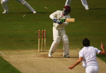 CHESTER-LE-STREET, ENGLAND - MAY 16:  James Anderson of England bowls Devon Smith of the West Indies during day three of the 2nd npower Test between England and West Indies at The Riverside on May 16, 2009 in Chester-le-Street, England.  (Photo by Matthew Lewis/Getty Images)