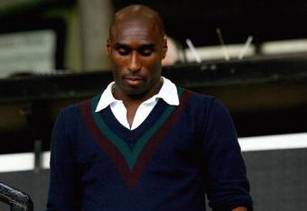 NOTTINGHAM, ENGLAND - SEPTEMBER 05:  New Notts County signing Sol Campbell makes his way to the stands during  the Coca-Cola League Two match between Notts County and Burton Albion at Meadow Lane on September 5, 2009 in Nottingham, England.  (Photo by Clive Brunskill/Getty Images)