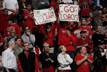 NASHVILLE, TN - MARCH 18:  Fans for the New Mexico Lobos watch with mixed reactions late in the game as the Lobos take on the Villanova Wildcats in the first round of the NCAA Division I Men's Basketball Championship at the Gaylord Entertainment Center on March 18, 2005 in Nashville, Tennessee. Villanova defeated New Mexico 55-47.  (Photo by Brian Bahr/Getty Images)