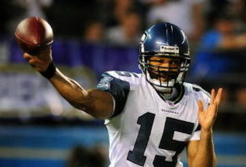 SAN DIEGO - AUGUST 15:  Seneca Wallace #15 of the Seattle Seahawks throws the ball in the second quarter against the San Diego Chargers during the preseason game on August 15, 2009 at Qualcomm Stadium in San Diego, California.  (Photo by Jacob de Golish/Getty Images)