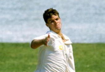13 Oct 1995:  Bryan Strang of Zimbabwe bowls in the Test Match against South Africa at the Harare Sports Club in Zimbabwe.   \ Mandatory Credit: Clive Mason /Allsport