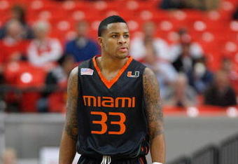 ATLANTA - MARCH 12:  Jack McClinton #33 of the Miami Hurricanes walks on the court against the Virginia Tech Hokies during day one of the 2009 ACC Men's Basketball Tournament on March 12, 2009 at the Georgia Dome in Atlanta, Georgia.  (Photo by Kevin C. Cox/Getty Images)