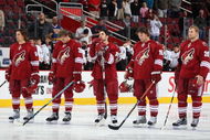 GLENDALE, AZ - SEPTEMBER 18:  (L-R) Kevin Porter #18, Brett MacLean #39, Matthew Lombardi #15, Shane Doan #19 and Jim Vandermeer #20 of the Phoenix Coyotes stand attended for the National Anthem before the preseason NHL game against the Anaheim Ducks at Jobing.com Arena on September 19, 2009 in Glendale, Arizona. The Ducks defeated the Coyotes 4-3 in overtime.  (Photo by Christian Petersen/Getty Images)