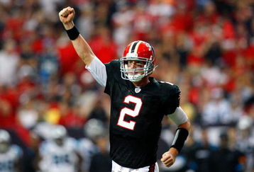 ATLANTA - SEPTEMBER 20:  Quarterback Matt Ryan #2 of the Atlanta Falcons celebrates a touchdown against the Carolina Panthers at Georgia Dome on September 20, 2009 in Atlanta, Georgia.  (Photo by Kevin C. Cox/Getty Images)