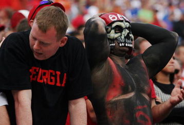 JACKSONVILLE, FL - NOVEMBER 01: Georgia fans react as the Florida Gators build up a large lead in the third quarter against the Georgia Bulldogs at Jacksonville Municipal Stadium on November 1, 2008 in Jacksonville, Florida. Florida defeated Georgia 49-10.  (Photo by Doug Benc/Getty Images)