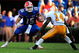 GAINESVILLE, FL - SEPTEMBER 19:  Tim Tebow #15 of the Florida Gators is cornered by Eric Berry #14 of the Tennessee Volunteers during the game at Ben Hill Griffin Stadium on September 19, 2009 in Gainesville, Florida.  (Photo by Sam Greenwood/Getty Images)